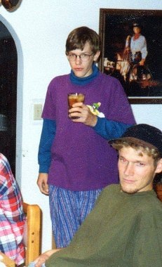 I didn't stay cute forever. Here's me at around 12 (in a horribly awkward stage in my life) wearing a Marvin the Martian Loony Toons t-shirt with a turtleneck and Hammer pants.